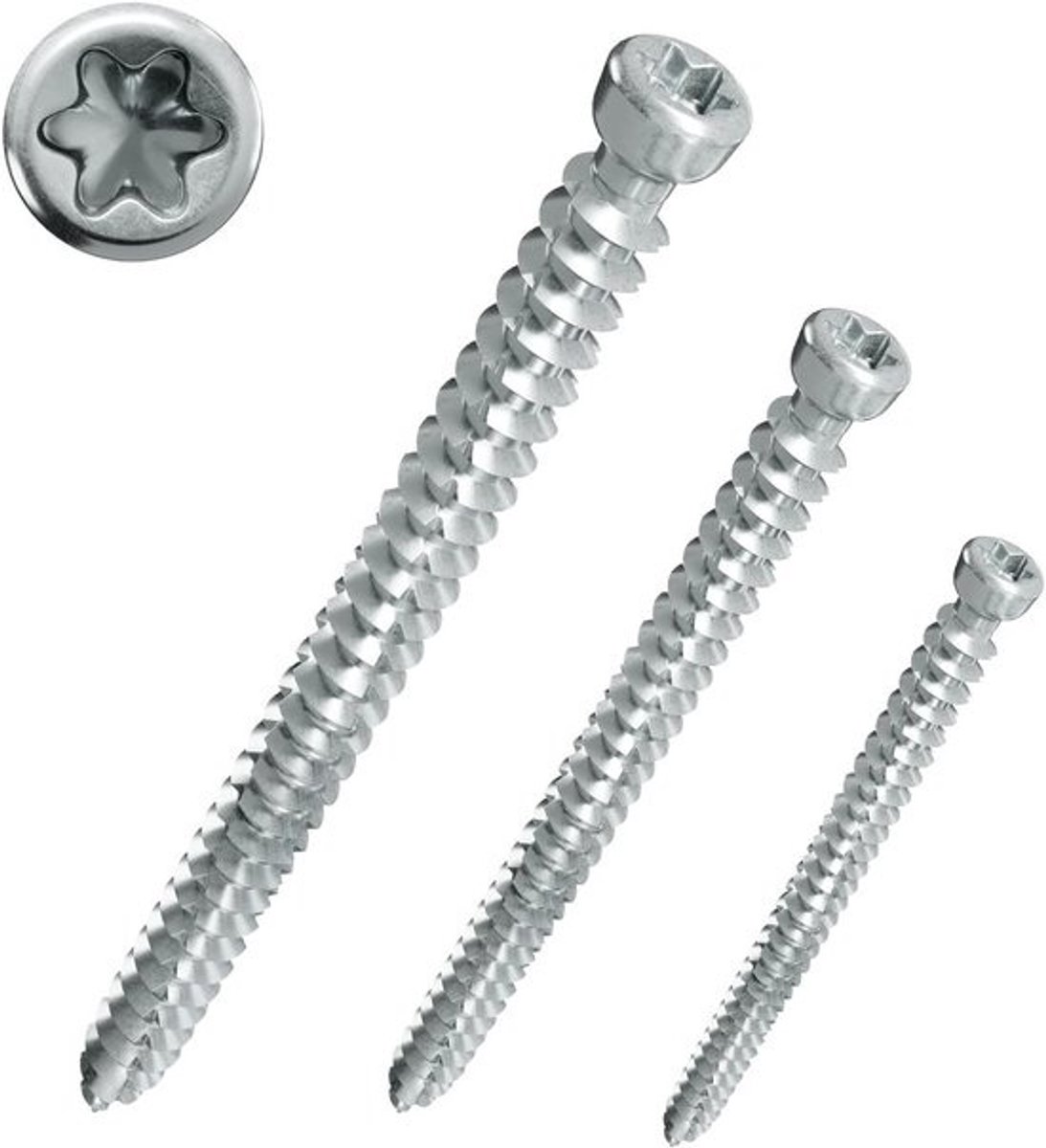 Kozijnschroeven - Bevestigingsschroeven - Voor het monteren van kozijnen - Dubbele schroefdraad - 75 x 120 mm - Zilver