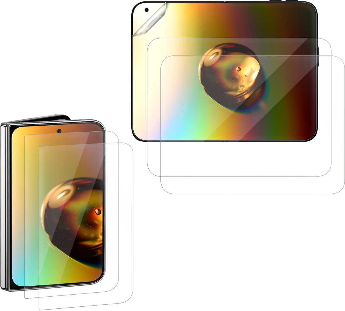 kwmobile 3x smartphone screenprotector geschikt voor Apple iPhone Duo folie - Transparante binnen- en voorkant beschermer mobiele telefoon