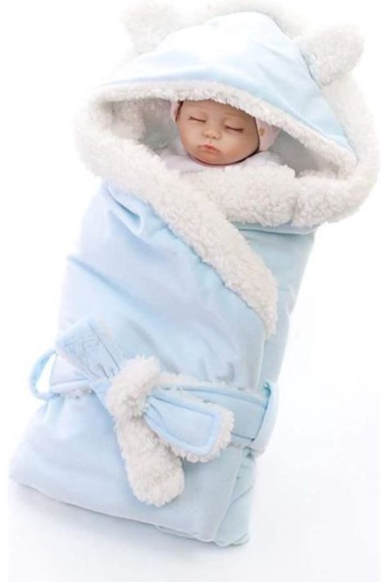 Slaapzak met capuchon voor baby's/pasgeborenen - Blauw - Wol - 80*80 cm