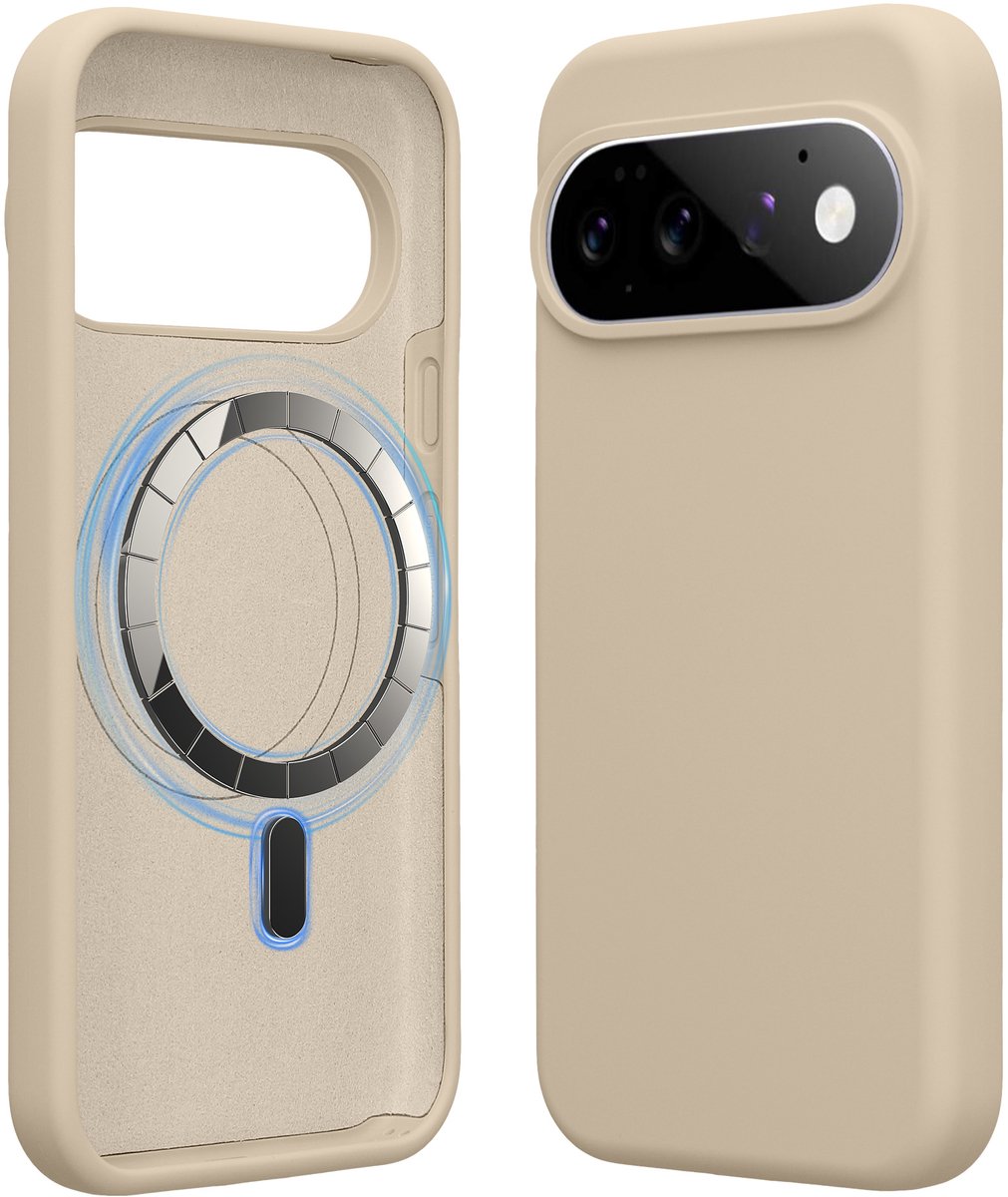 kwmobile telefoonhoesje geschikt voor Google Pixel 11 / Pixel 11 Pro - Hoesje met magneet compatibel met MagSafe - Smartphone case in mat crème