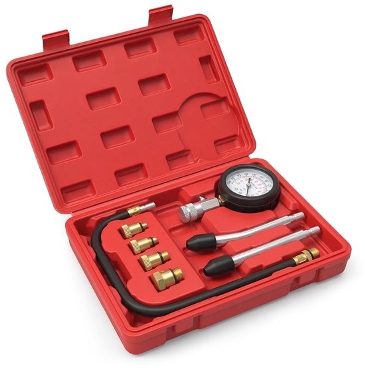 Compressietesterset met 4 adapters - M10, M12, M14, M18 - voor motorcompressie