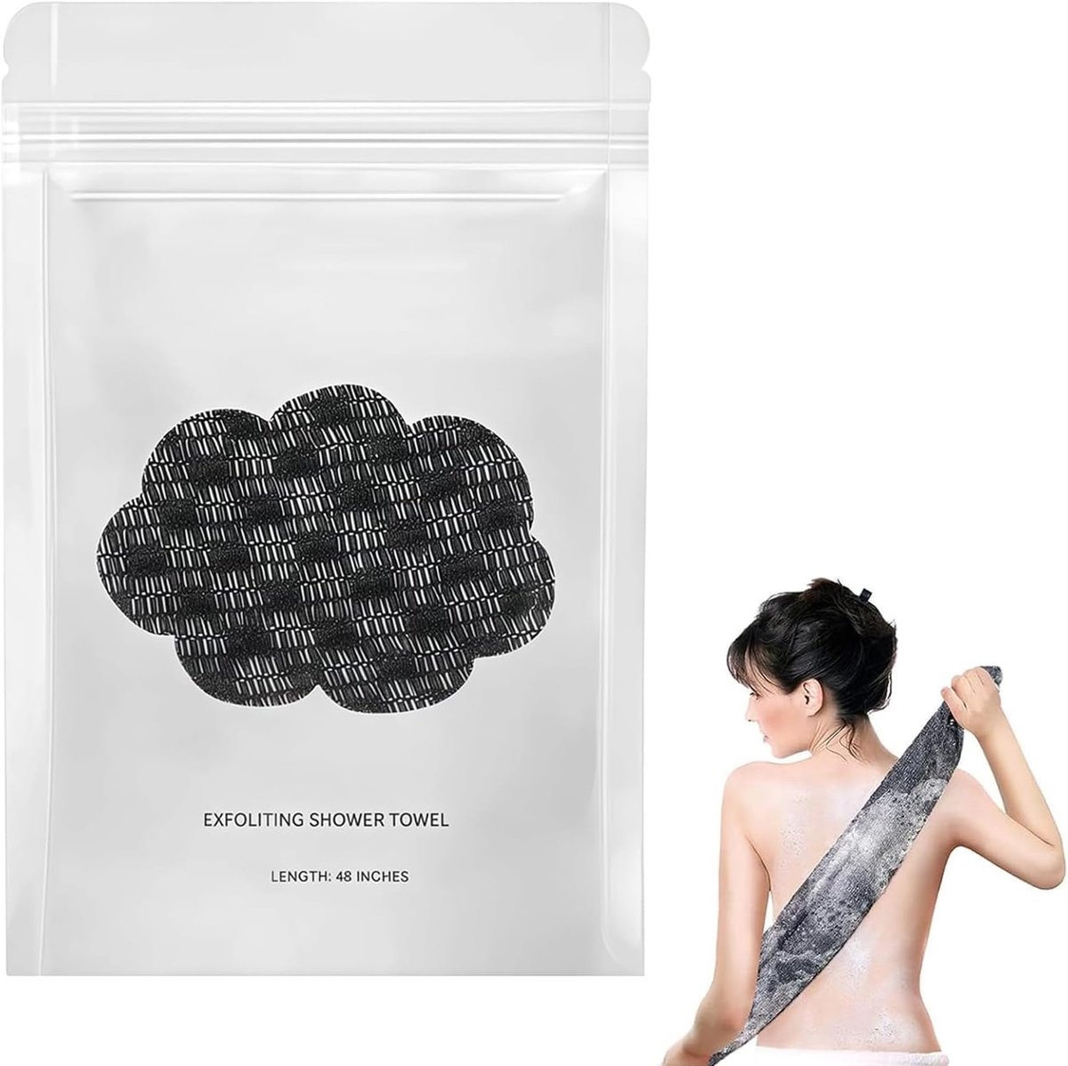 Exfoliërende douchehanddoek, extra lange peeling, antibacteriële handdoek, zachte peeling, douchehanddoek voor een - ShopVlot