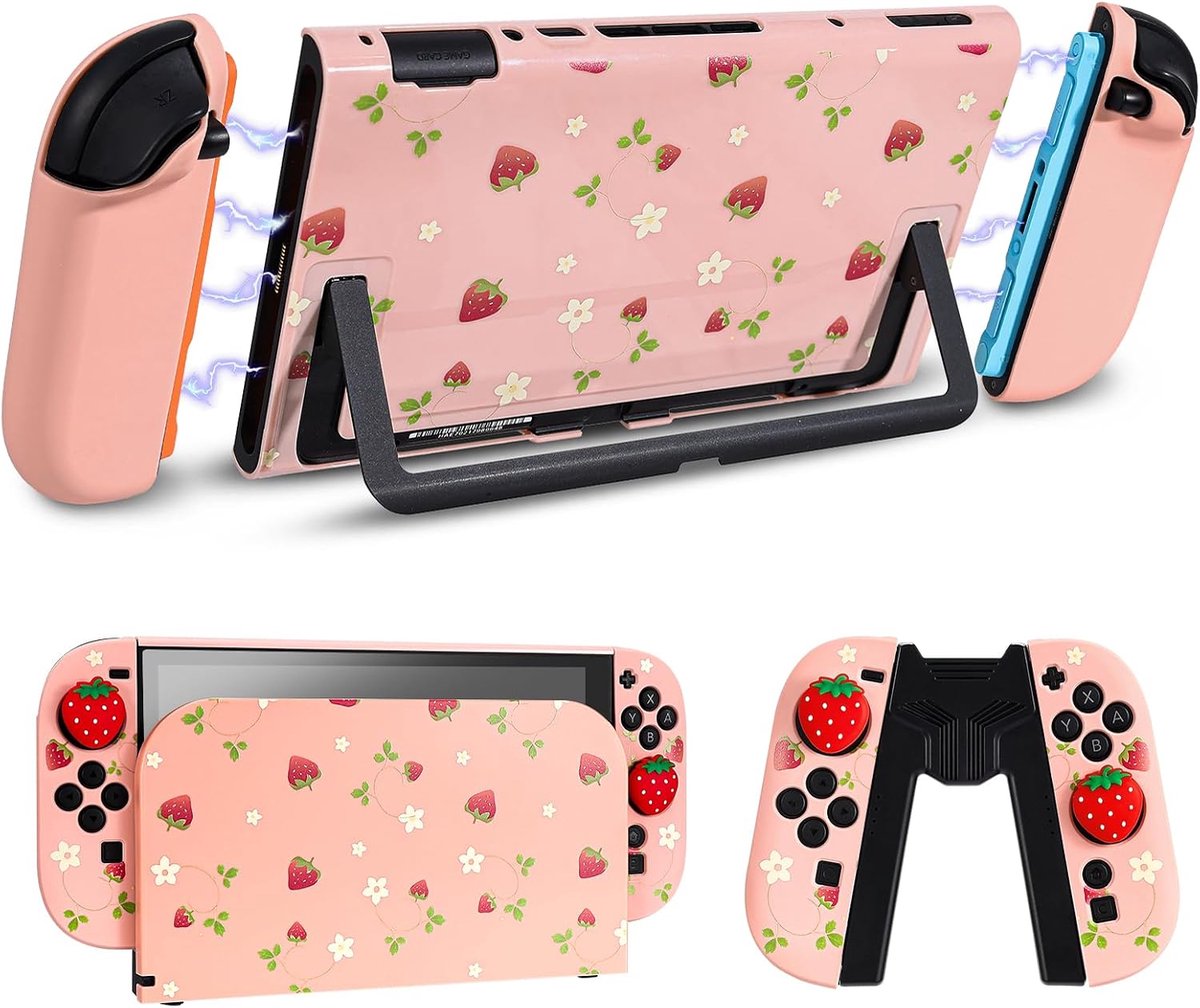 DLseego Beschermhoes voor Switch 2,Schattige Lieflijke Hoes,Dock Case,Roze - ShopVlot