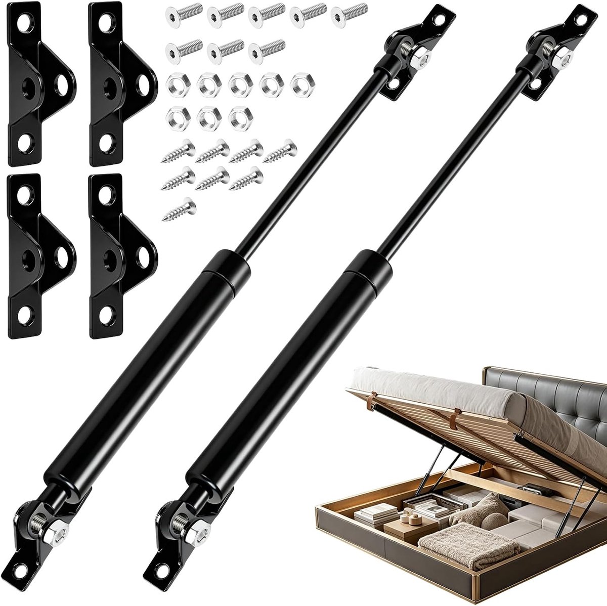 2 stuks gasdrukveer, 500 mm, 800 N/82 kg, gasdrukdemper, zware belasting, met bevestigingsaansluiting, gasveer voor - ShopVlot