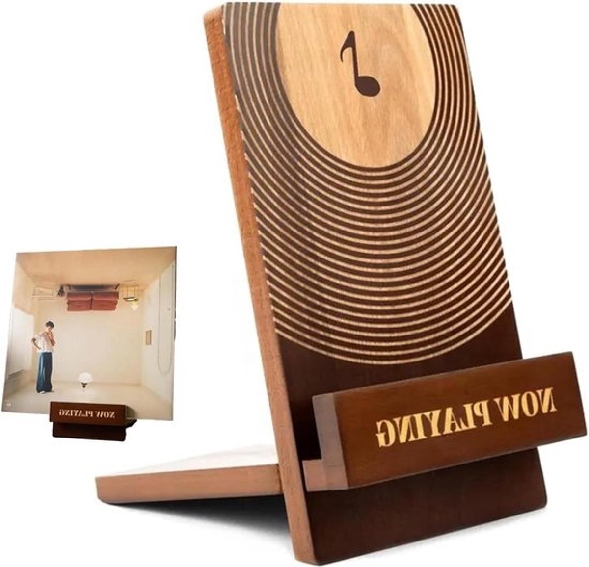 Houten vinylstand - Houder voor grammofoonplaten, albums, tijdschriften en decoratie