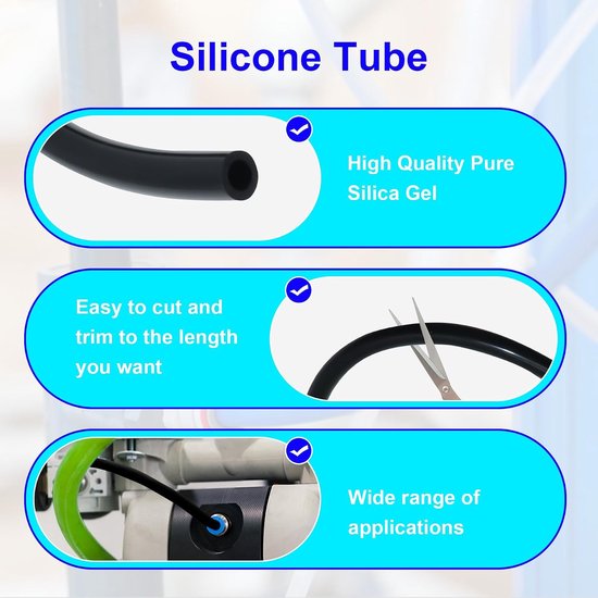 Flexible Silicone Hose, 7mm ID x 10mm OD 4.5m Length Silicone Hose for Aquarium Pumps and Air Hoses, Black - ShopVlot — afbeelding 4