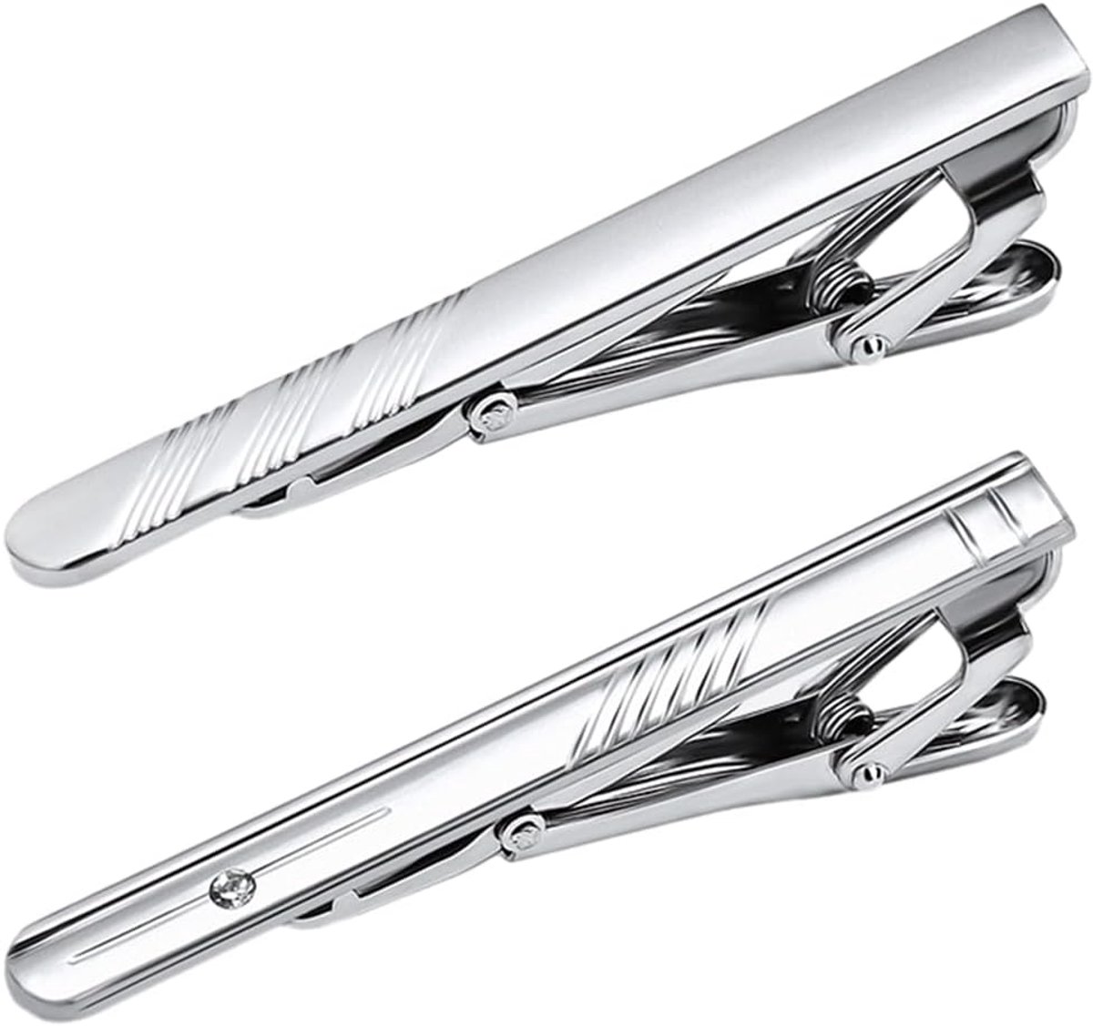 Finesse Guaranteed: Set of 2 men's tie clips, classic and simple metal design is perfect for weddings, parties or - ShopVlot