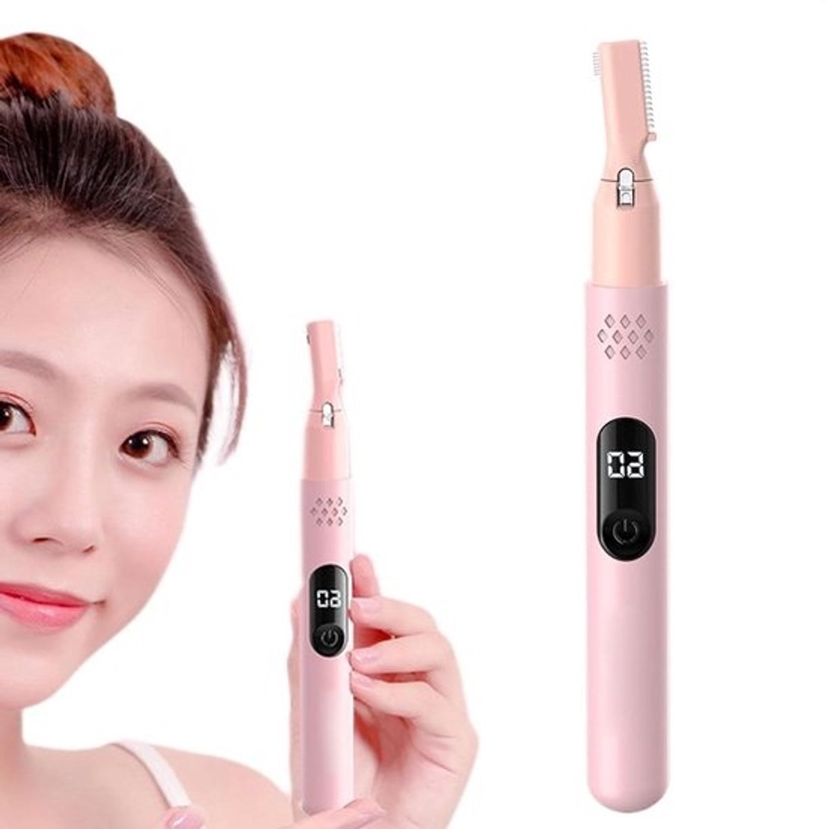 Elektrische wenkbrauwtrimmer - Gezichtshaartrimmer - Precisieontharing - Pijnloze huidverzorging - 165 cm - Roze