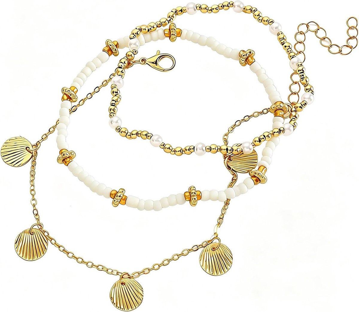 Enkelbandje voor dames, enkelbandje voor dames, zeeschelpen, boho enkelkettinkje, set Donnas schelpen, zomer, voor - ShopVlot