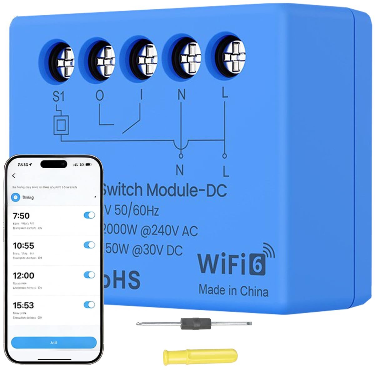 Smart relaisschakelaar, mini-module met relaisfunctie, Wi-Fi 6, voor huisautomatisering, garagedeuren - ShopVlot