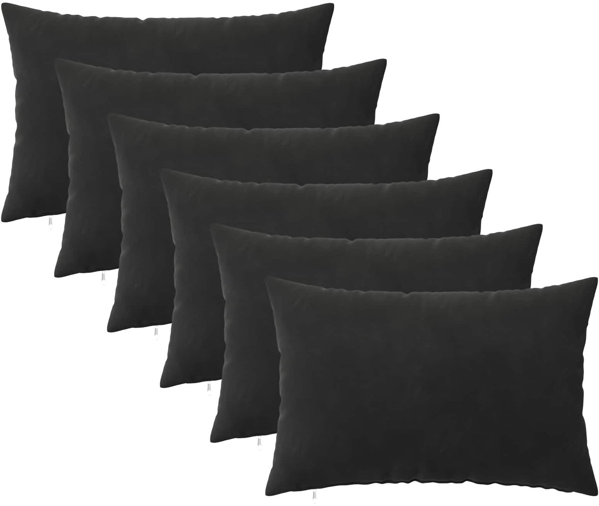 vidaXL Dekenkussen - 6 - st - HEERLEN - Zwart - 40 - x - 60 - cm - fluweel