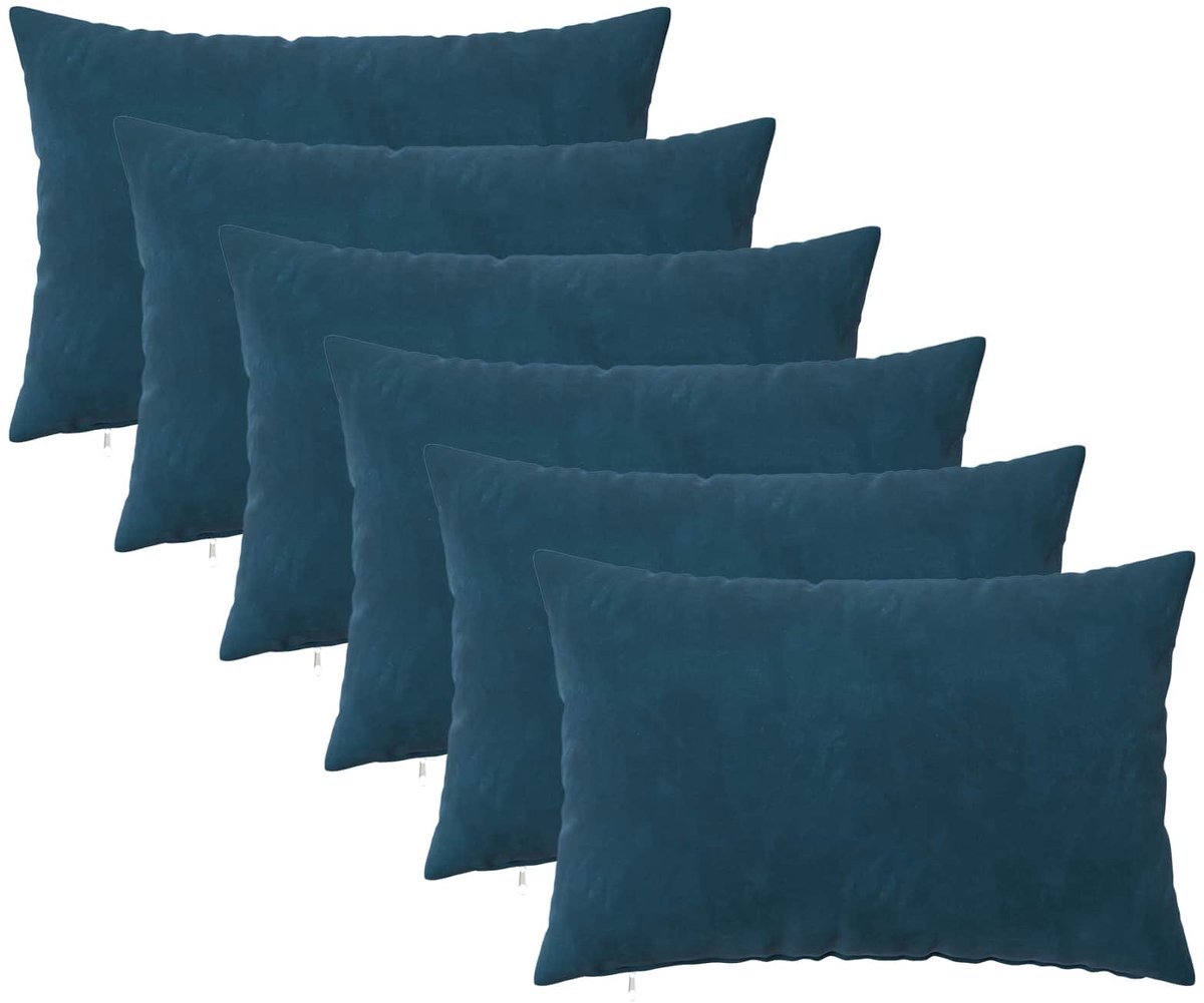 vidaXL Dekenkussen - 6 - st - HEERLEN - Blauw - 30 - x - 50 - cm - fluweel