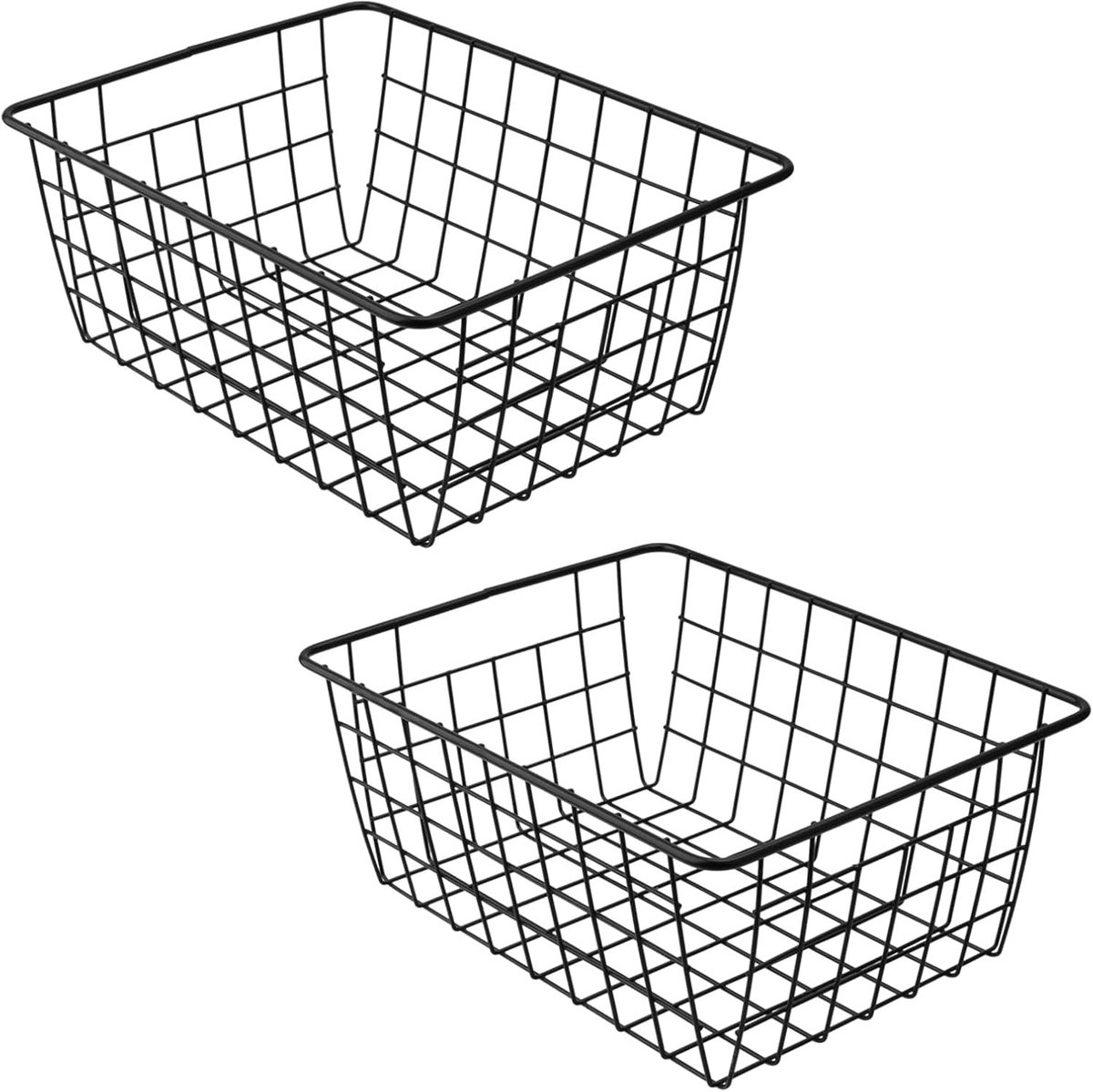 Draadopbergmanden 28x22x12cm, Metalen Mand voor Badkamer, Rectangular, Zwart, Hangend, Organiseren en Opslaan