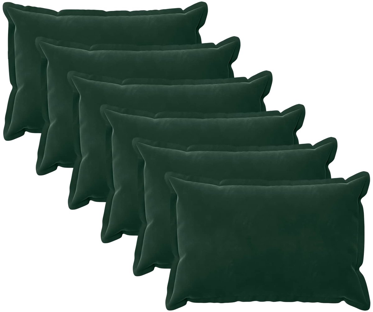 vidaXL Dekenkussen - 6 - st - HOUTEN - Donkergroen - 40 - x - 60 - cm - fluweel