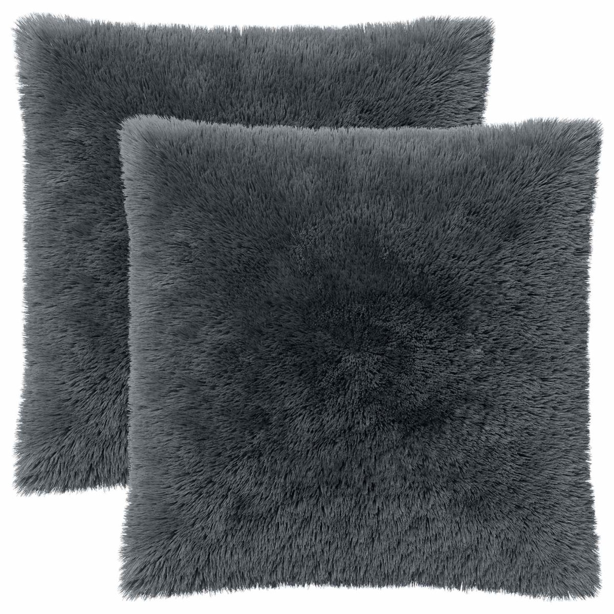 vidaXL Dekenkussen - 2 - st - HEERLEN - Antraciet - 60 - x - 60 - cm - PV - Fleece
