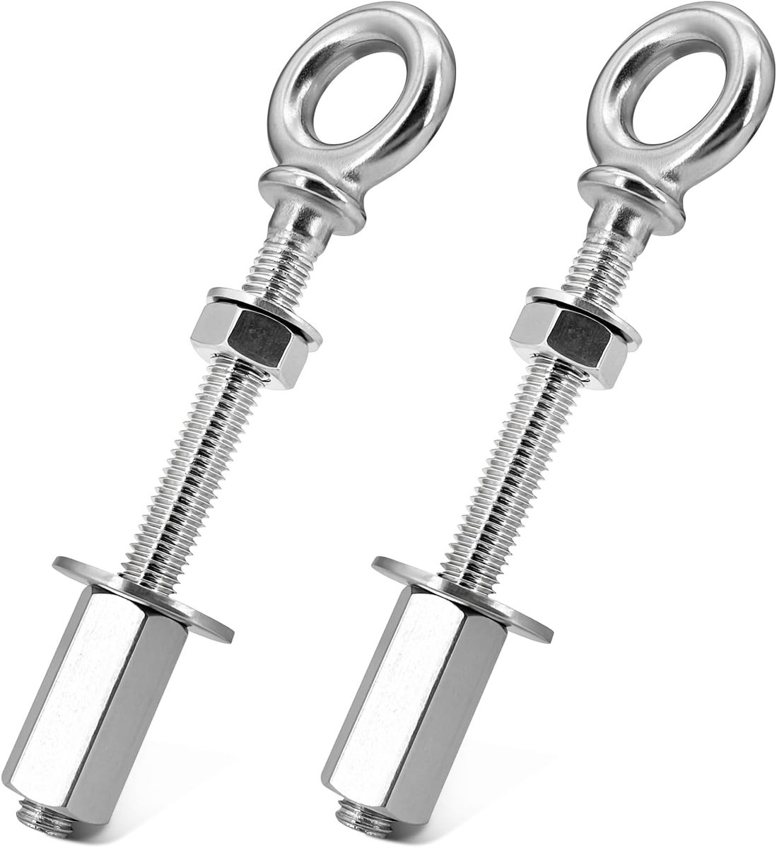 Ring schroef M8 80mm - RVS - met ringen en lange moeren - ideaal voor Ducato achterdeurscharnieren - ShopVlot