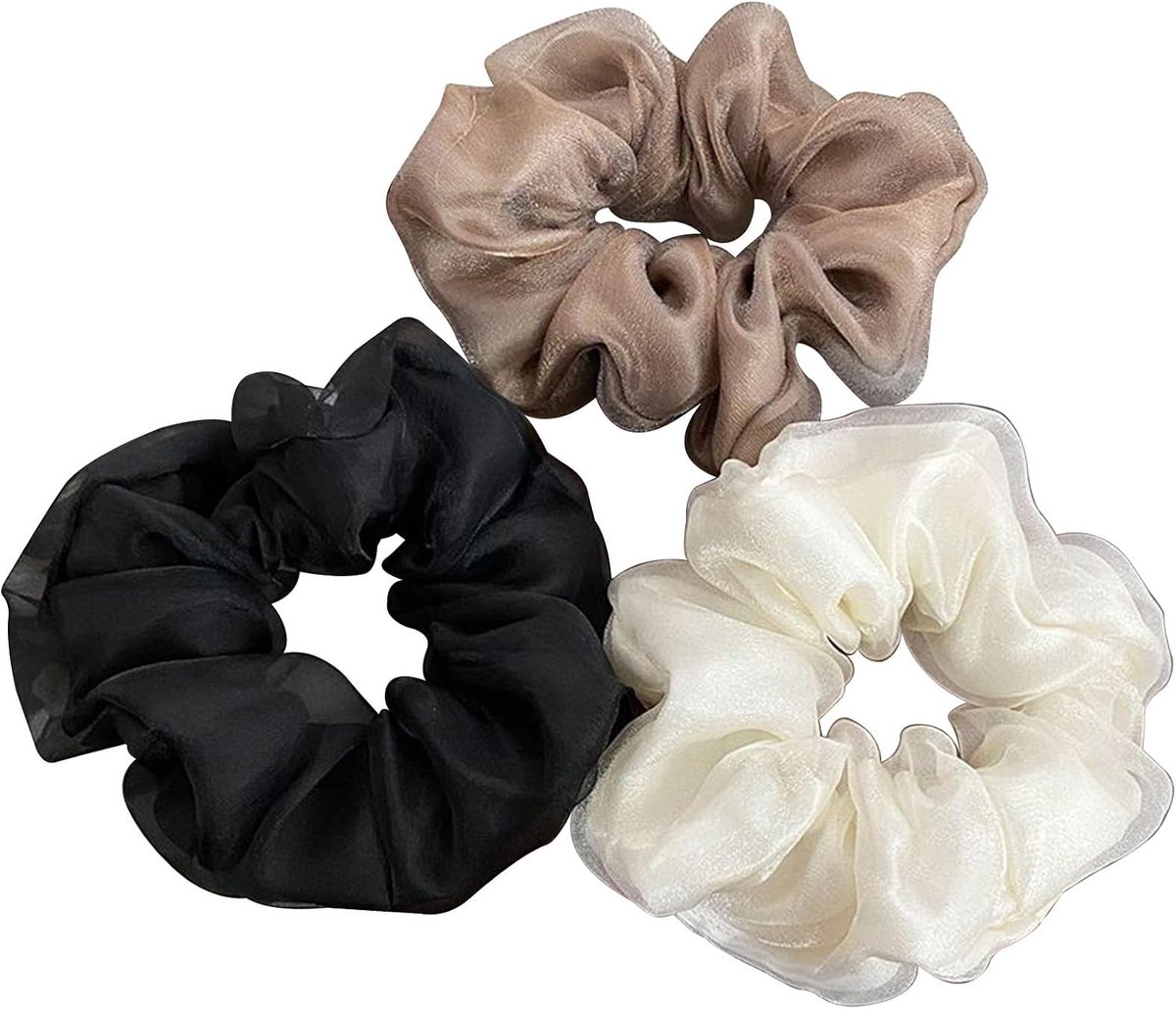 Satin scrunchies voor vrouwen - 3-delige set - elastisch en zacht - beschermt je haar - ShopVlot