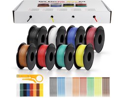 LightingWill 22 AWG 0.3 mm² Silicone Electrical Cable Kit in 8 Colours, 15 Meters Per Roll, Braided Wire, Flexible Tinned Copper Cable for DIY, Cars,