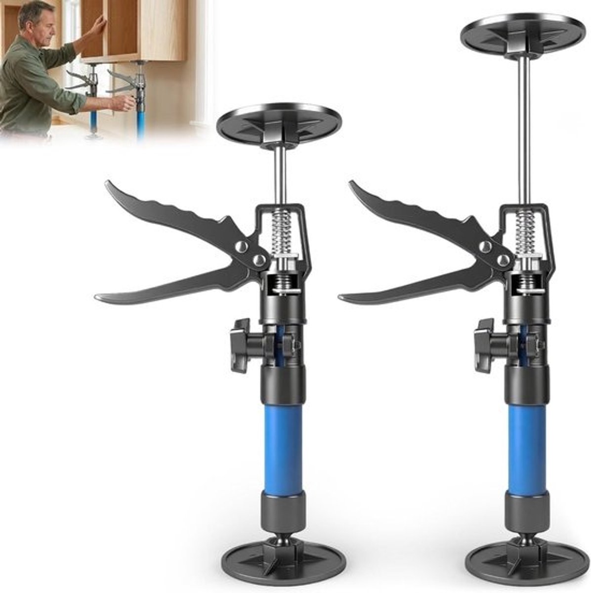 Telescopische plafondsteunen - Verstelbare hoogte 30 - 59 cm - IJzer en nylon - Set van 2