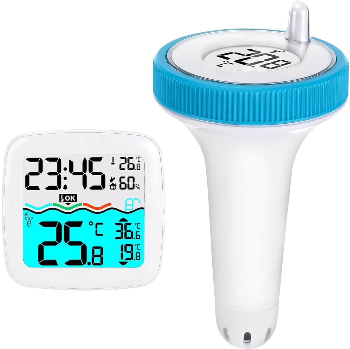 Swimming Pool Thermometer, Wireless Pool Thermometer, Floating Thermometer, Digital for Swimming Pool, IP67 Water - ShopVlot