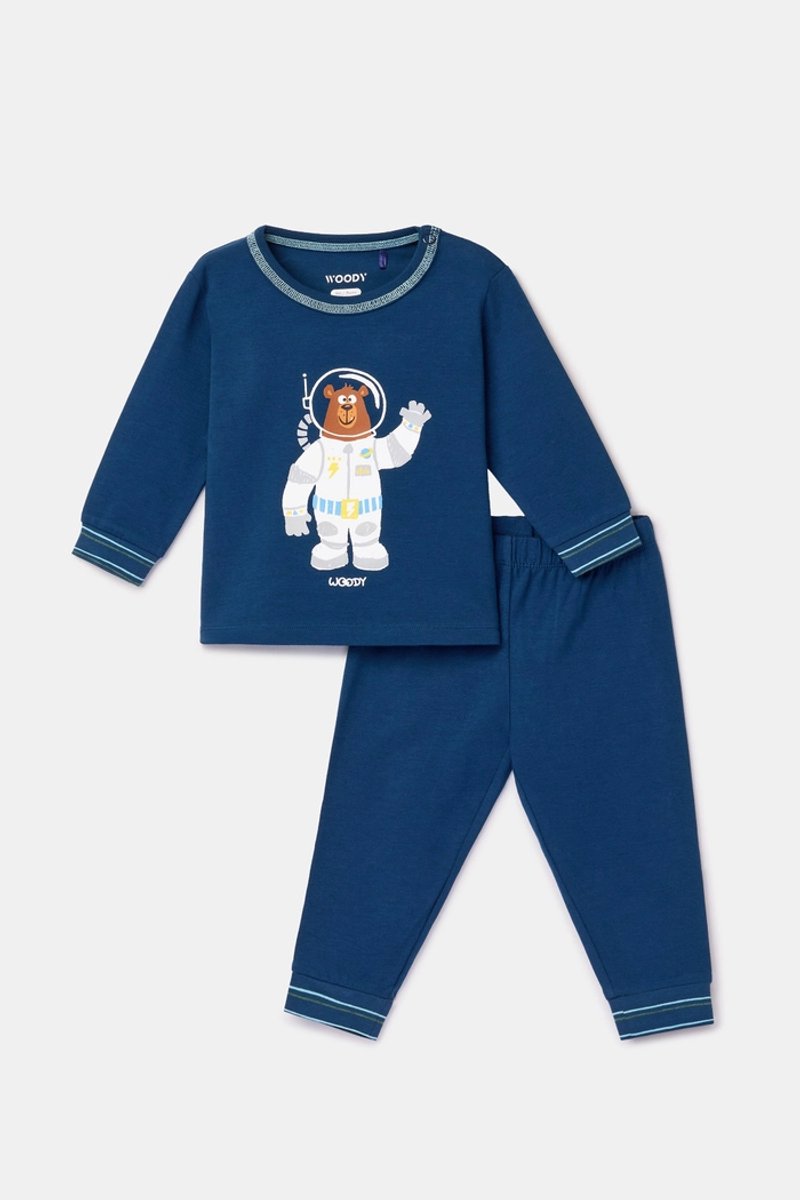 Woody pyjama baby jongens - donkerblauw - ruimteprint - 262-10-PLE-Z/881 - maat 86