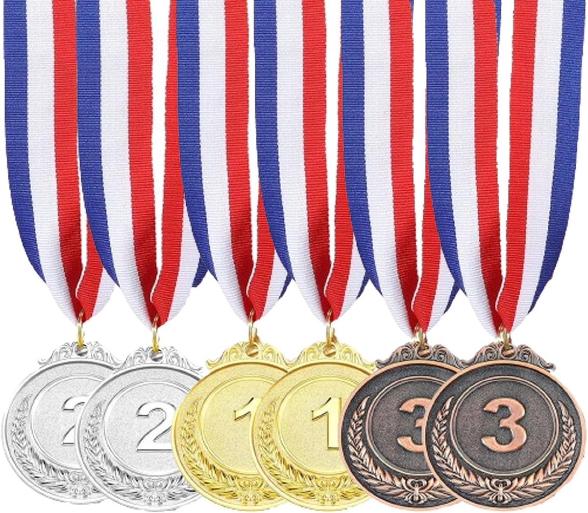 Digital medal metal pendant with ribbon round edge, winner reward children sports competition trophy gold medal silver - ShopVlot