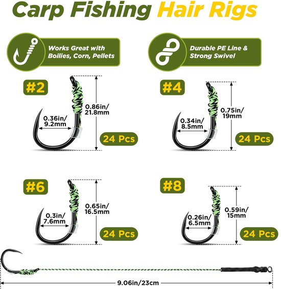 Seconero 30 stuks Karpervissen Hair rigs, Weerhaken Gebogen Karperhaken, 8# - ShopVlot — afbeelding 5