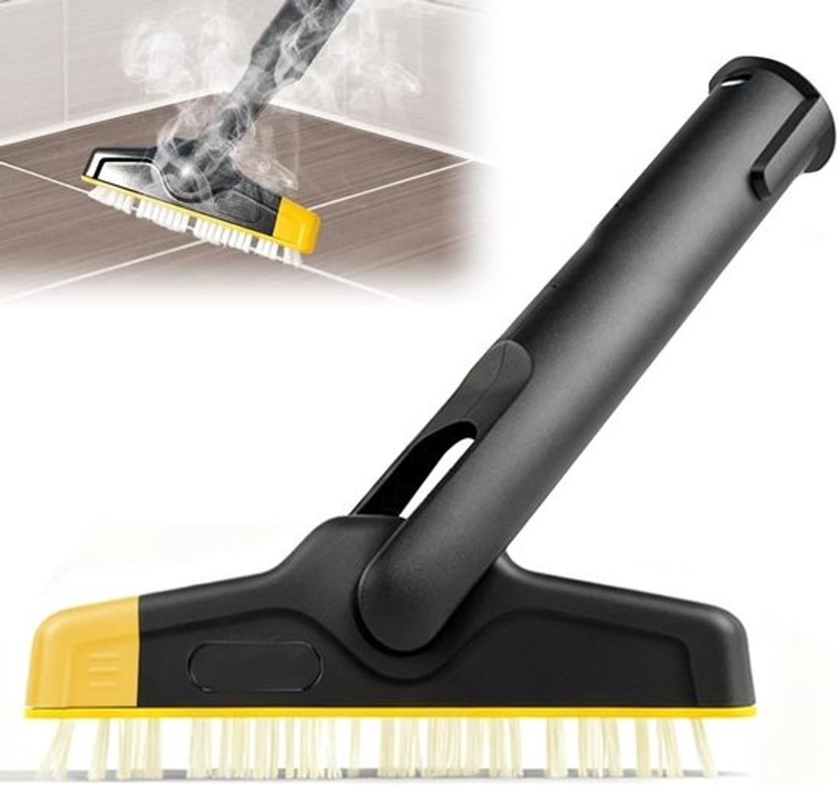 XXL voegenborstelaccessoires voor stoomreinigers - met flexibel scharnier en verwisselbare borstelrij - hygiënische reiniging van tegelvoegen, werkbladen en muren