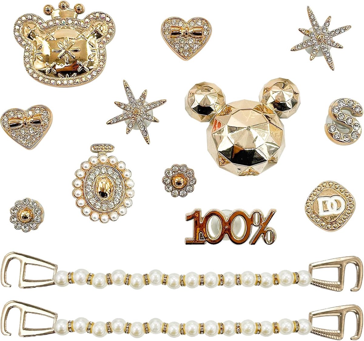 15 Piece Rhinestone Shoe Accessories, Rhinestone Shoe Charms Shoe Decorations, DIY Shoe Pendants, for Women - ShopVlot