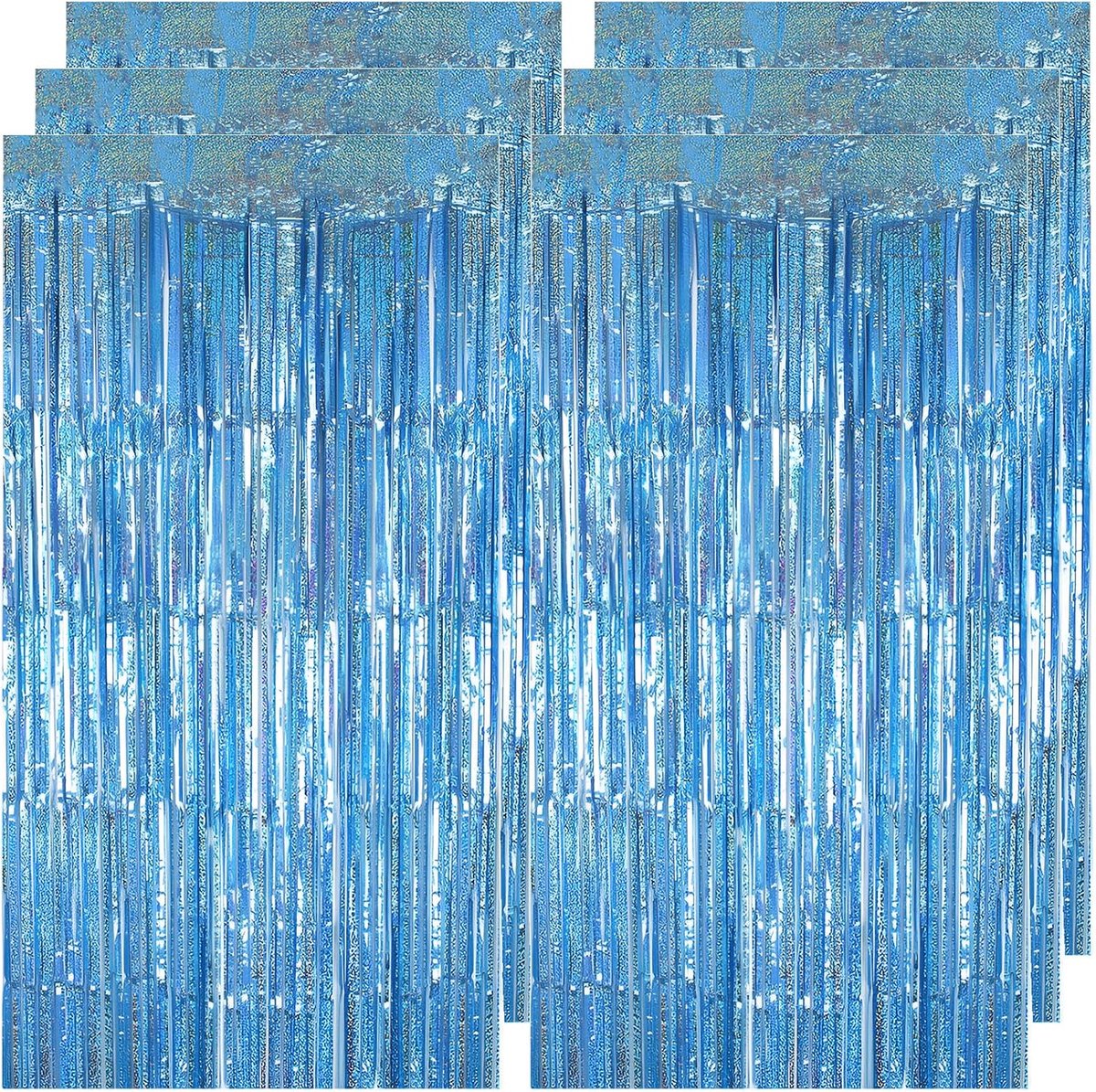 6 stuks klatergoud gordijn blauw lametta-gordijn 1 m x 2 m glitter decoratie glitter gordijn klatergordijn - ShopVlot