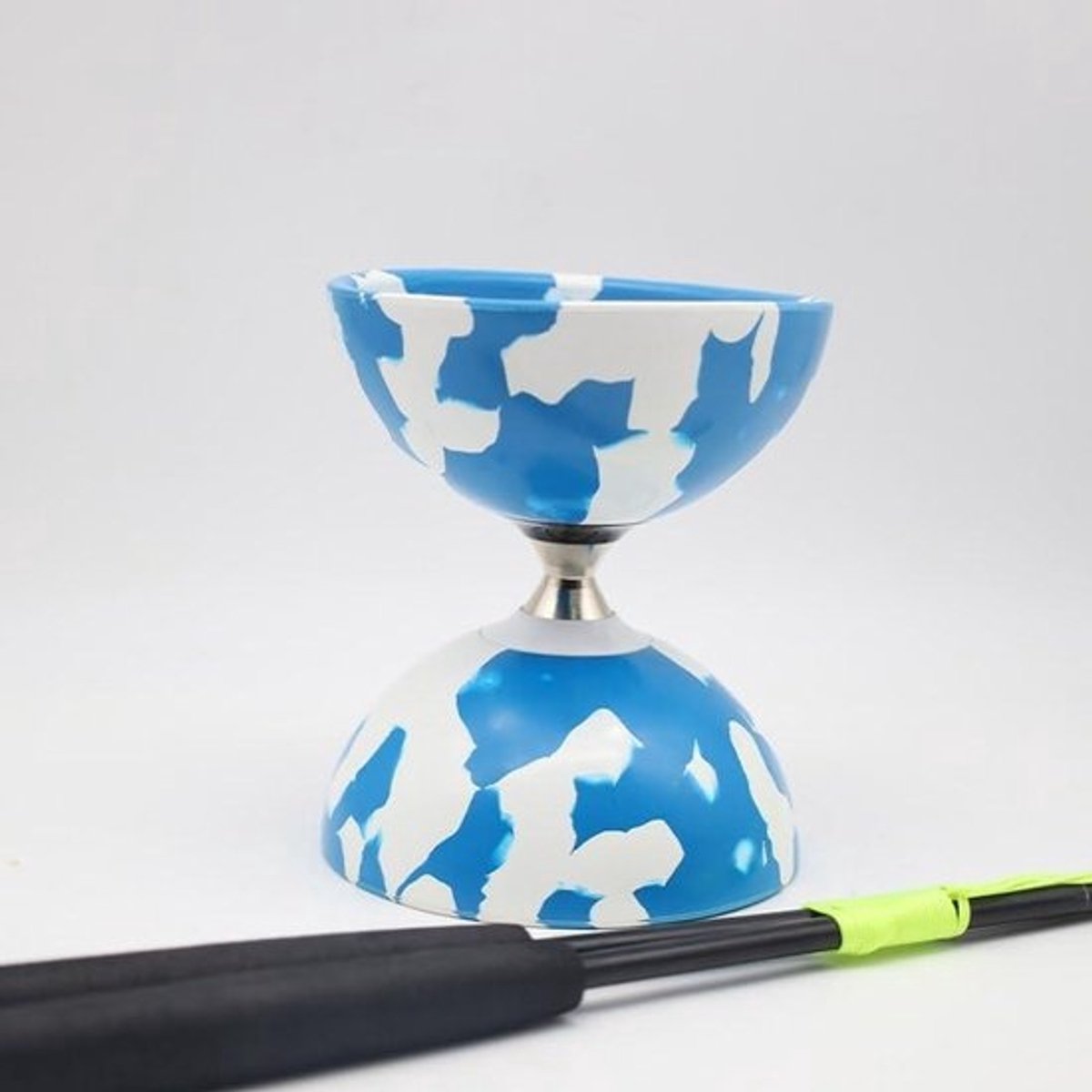 Chinese yoyo - Diaboloset - Jongleervaardigheden - Drievoudige lagers - 12 cm - Blauw en wit