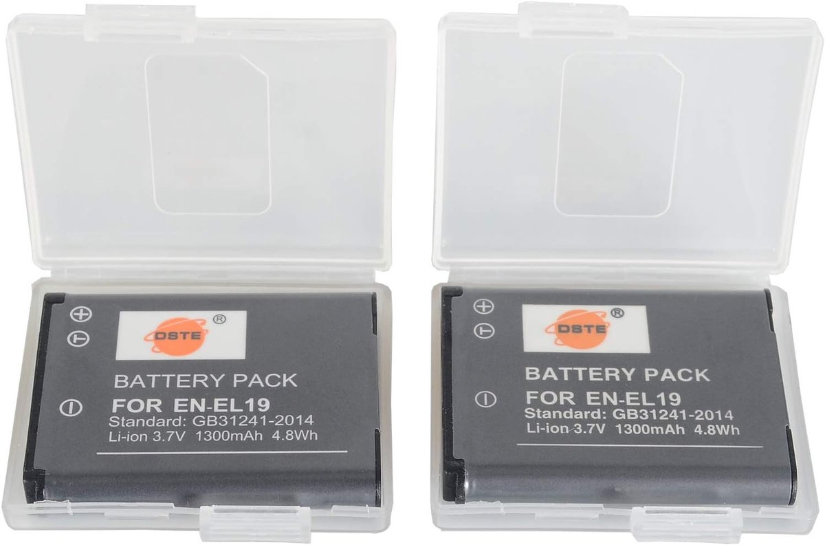 DSTE 2 Pack EN-EL19 ENEL19 Replacement Battery Compatible with Nikon Coolpix S2500, S2600, S2700, S2750, S3100, S3400 - ShopVlot