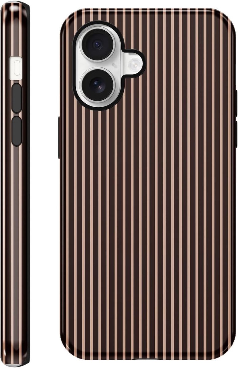Saqmkil Beschermhoes voor iPhone 16, siliconen beschermhoes met esthetische strepen, gestreept motief, dames, meisjes - ShopVlot