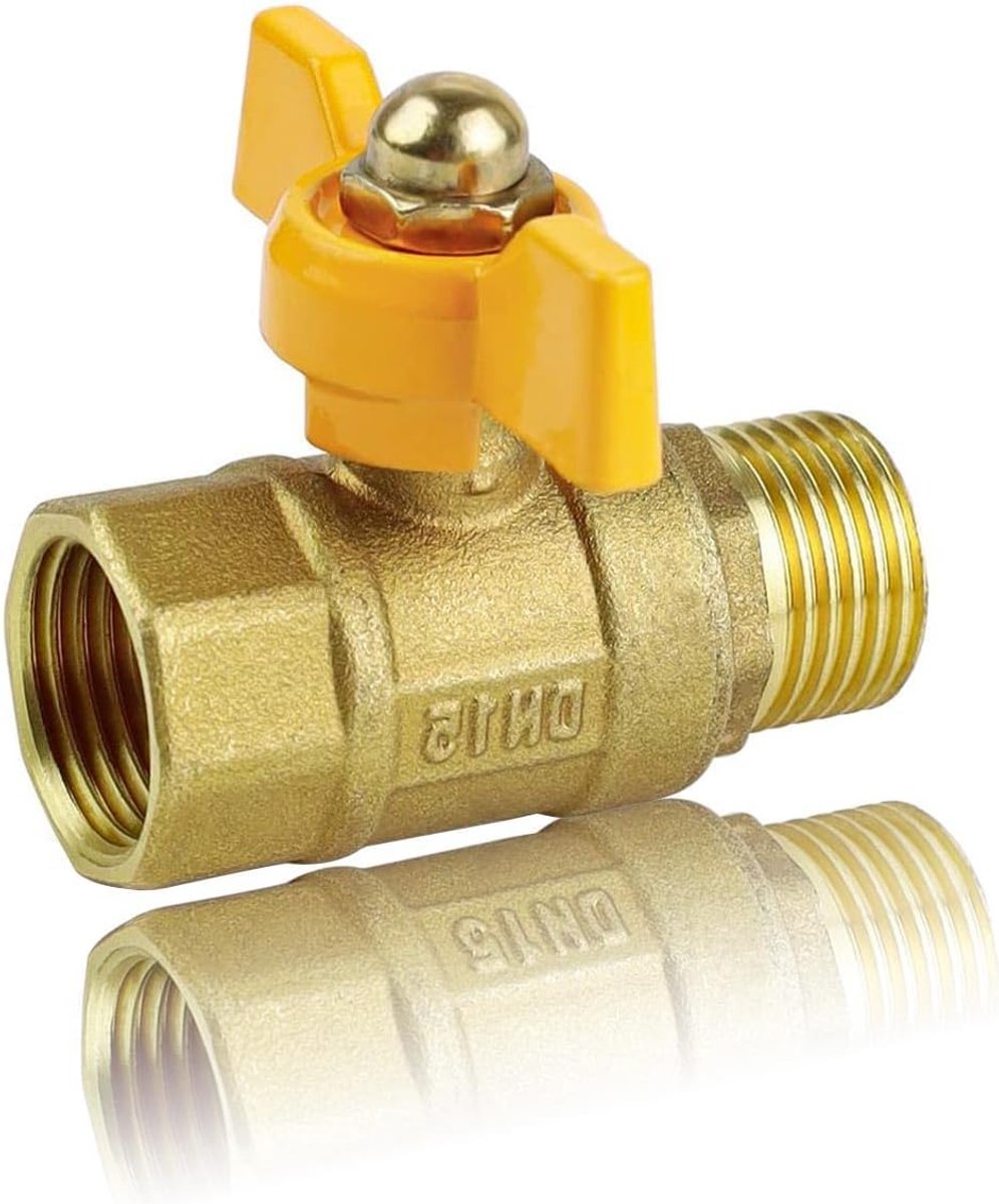 0XBIT Ball Valve 1/2 Inch Brass Shut-Off Valve 1/2 Inch Male Thread Shut-Off Valve with Yellow Butterfly Handle - ShopVlot