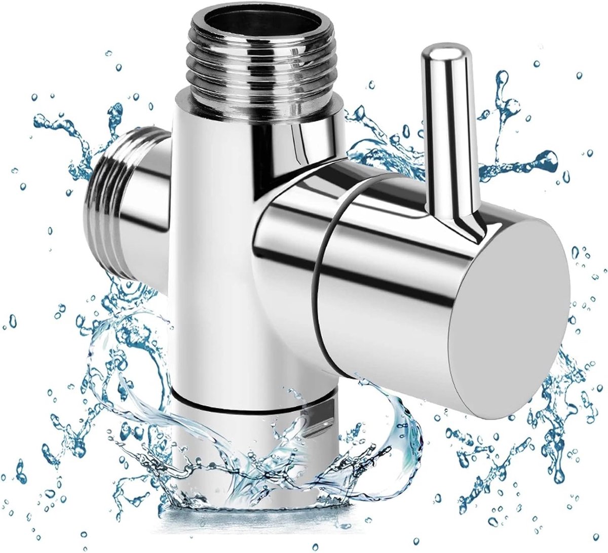 SnelShoppen - 3-Weg Veranderkraan 1/2 Inch - Hoekventiel T-adapter voor Douche, Badkamer, Keuken - Hoogwaardige Messing, Duurzaam en Levenslang Geen L