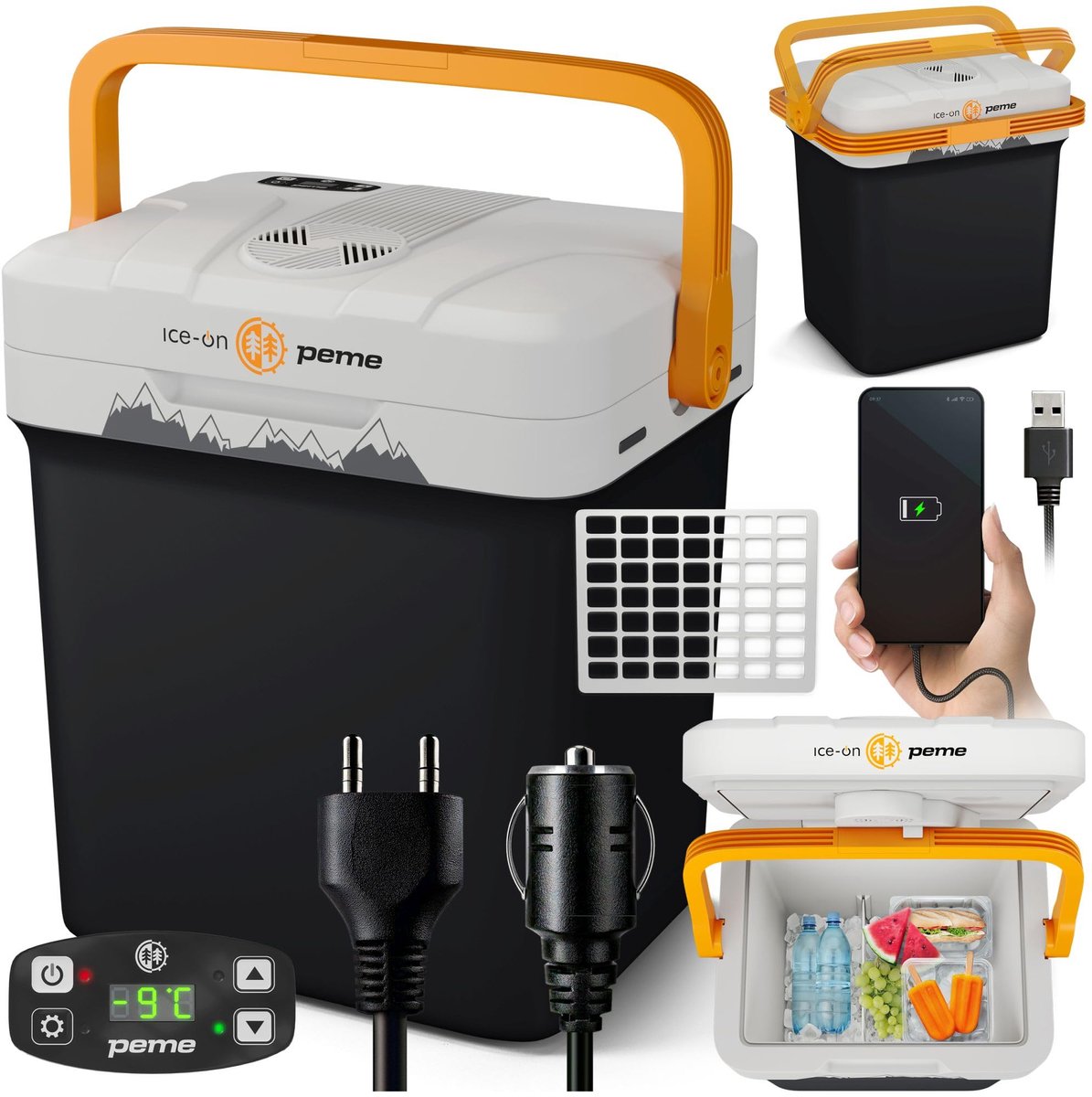 SnelShoppen - Elektrische Koelbox 22,9L - Mobiele Autokoelkast met Verwarmingsfunctie - Ideaal voor Camping, Picknick, Reizen - Dual Koelen & Verwarme