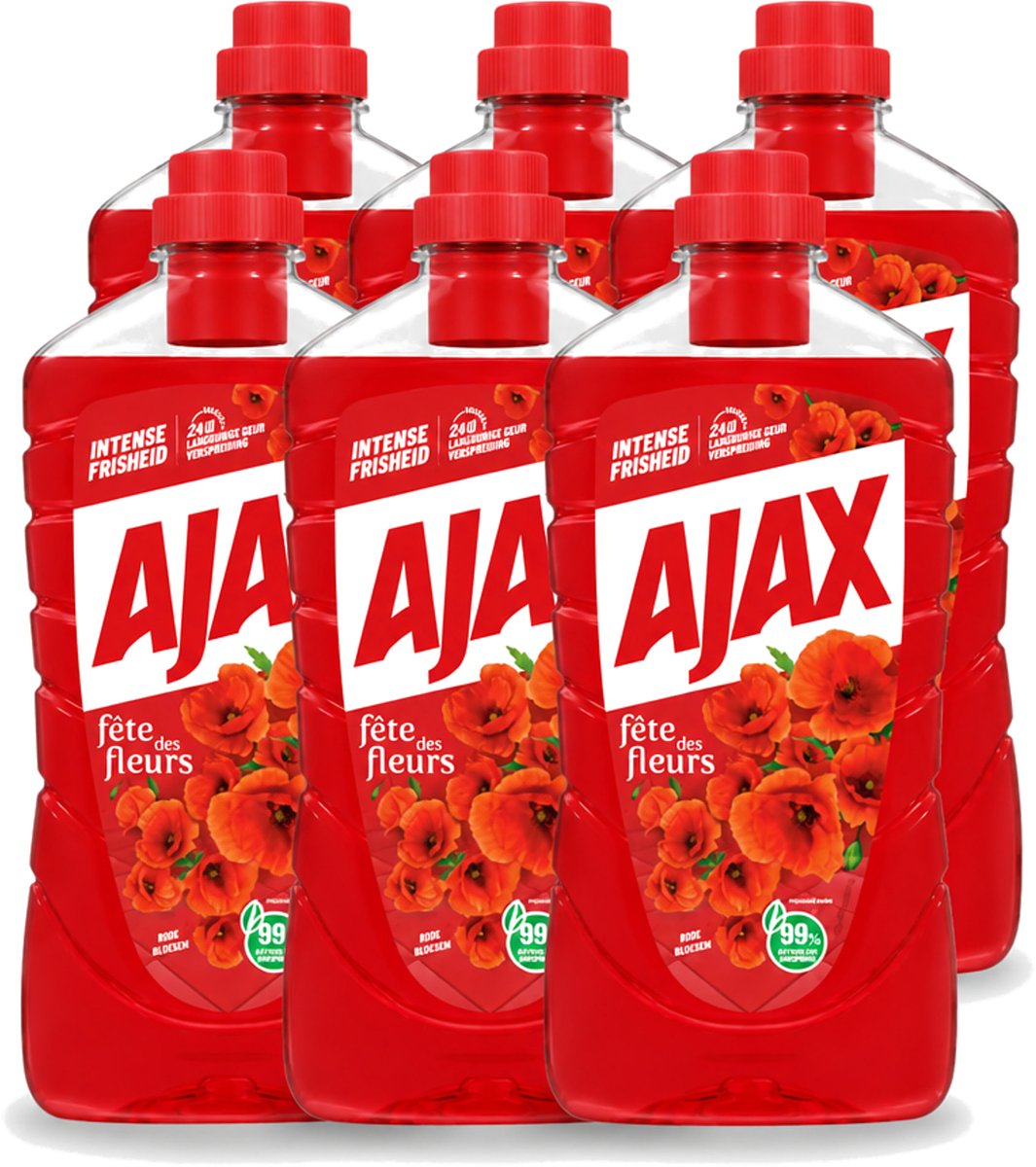 6 x Ajax - Allesreiniger - Fête des Fleurs - Intense Frisheid - Langdurige Geurverspreiding - 1 L - Voordeelverpakking - 6 stuks