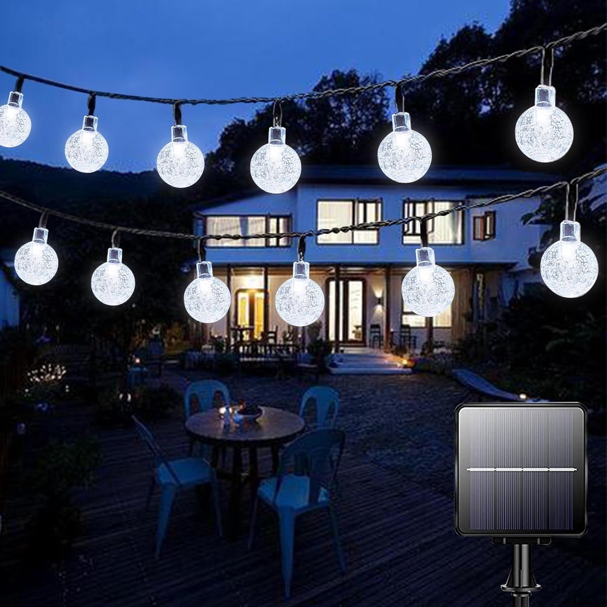 SnelShoppen - Solar Tuinverlichting 50 LED 7M Waterdicht 8 Modus Binnen Buiten Sfeerverlichting voor Tuin Patio Feest Bruiloft Festival Decoratie (Hel