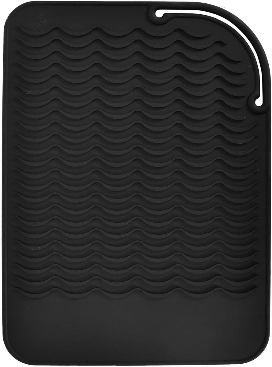 SnelShoppen - Heat Resistant Silicone Mat voor Haarstylers, Hittebestendige Mat voor Reisstylers, Flexibel en Antislip, Zwart, 22 x 16.5 cm