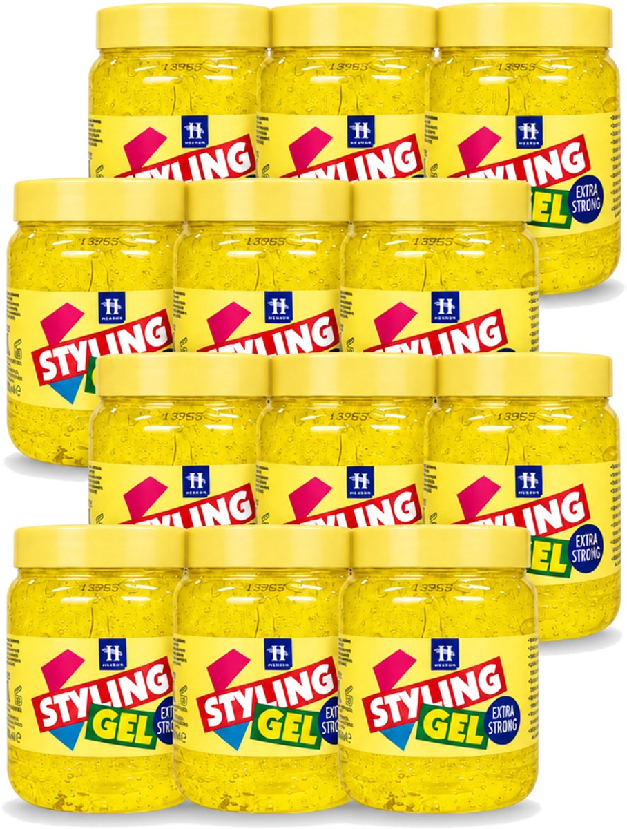12 x Hegron - Styling Haargel - Extra Strong - Voor Sterke Fixatie - 500 ml - Voordeelverpakking - 12 stuks