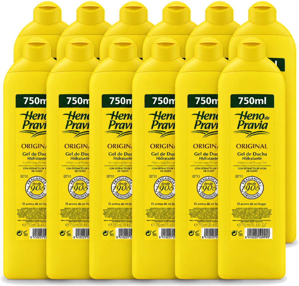 12 x Heno De Pravia - Douchegel - Original Geur - 750 ml - Voordeelverpakking - 12 stuks