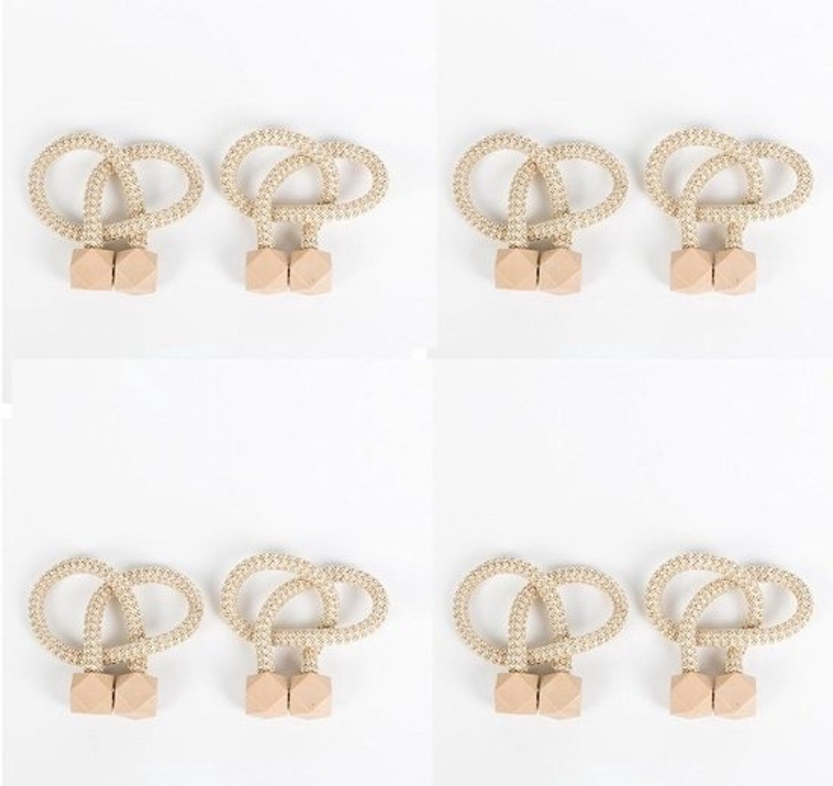 Magnetische gordijnbinders - Gordijnclips en gordijnhouders - Voor het ophangen van raambekleding - Moderne decoratieve clips - 40cm touwlengte - Beige