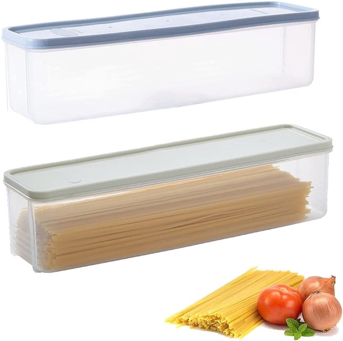 2 Stuks Plastic Voedselcontainer, Spaghetti Pastadozen met Deksels, voor Pasta, Granen (2 Kleuren)