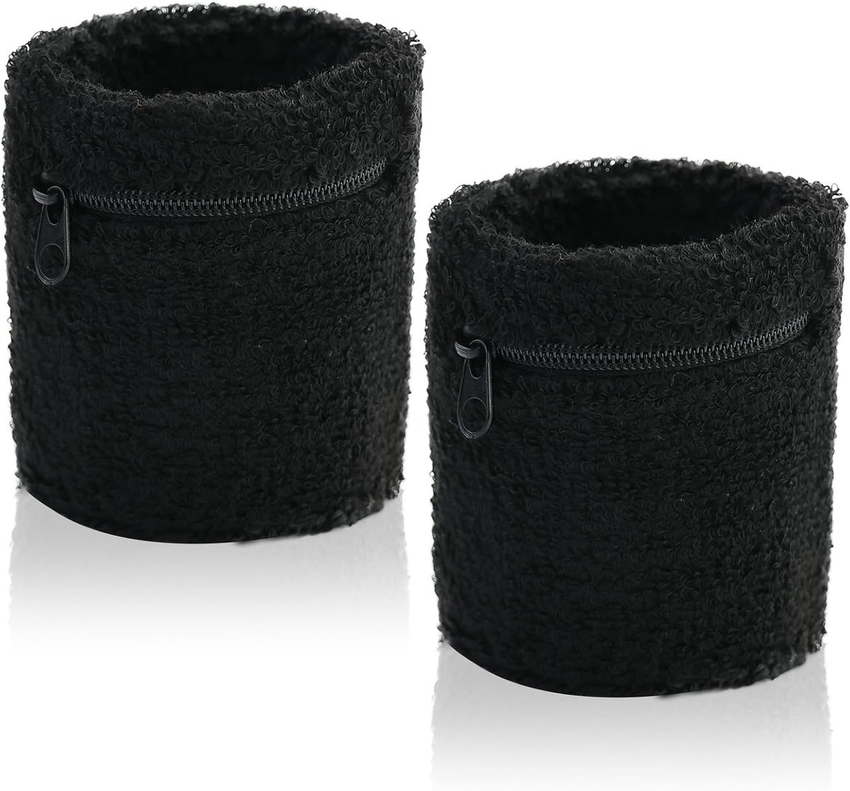 3 stuks sportzweetband, polsband met handige ritsvak, katoenen zweetband voor armen voor voetbal, basketbal en tennissport