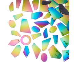 40 stuks irreguliere naaispiegels met strass - kleurrijke acrylspiegels voor kostuum, avondkleding en bruiloftdecoratie