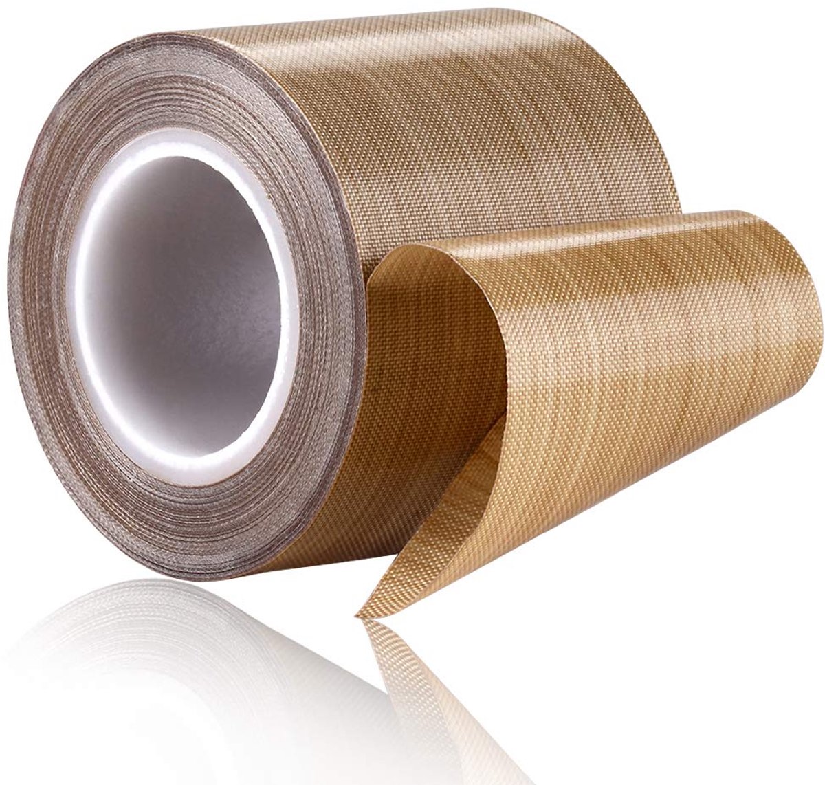 100% kwaliteitsgarantie; PTFE-gecoat glasvezel teflon tape, hoge temperatuur tape; drogen conveyerriem; lasafdichttape; -196 °C - +300 °C (48 mm x 12 yards x 0,18 mm, bruin 2)