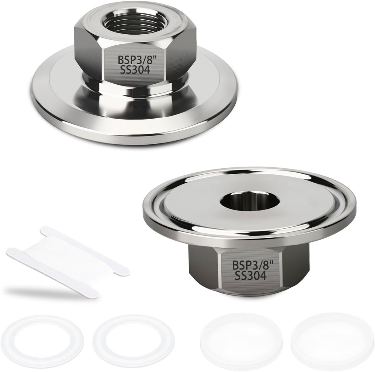 2PCS 1.5" Tri Clamp naar 3/8" BSP Vrouwelijk Roestvrij Staal Sanitaire Fitting Thuisbrouw Connector (Ferrule Buitendiameter 50.5mm)