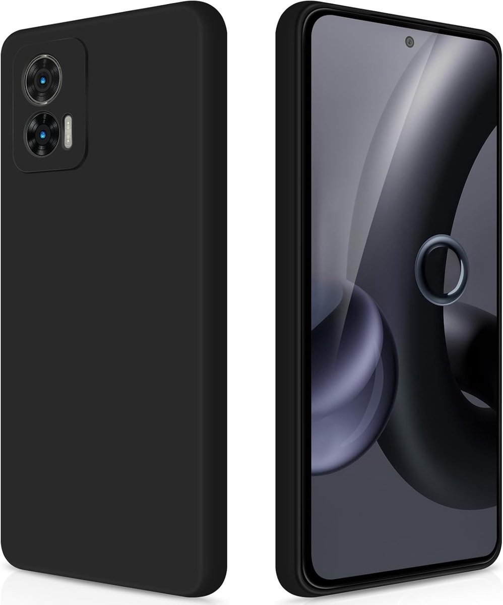 Hoesje voor Motorola Edge 30 Neo, Zijdezachte Volledig Lichaam Siliconen Case, Schokbestendige Beschermhoes met Microvezel Voering (Zwart)