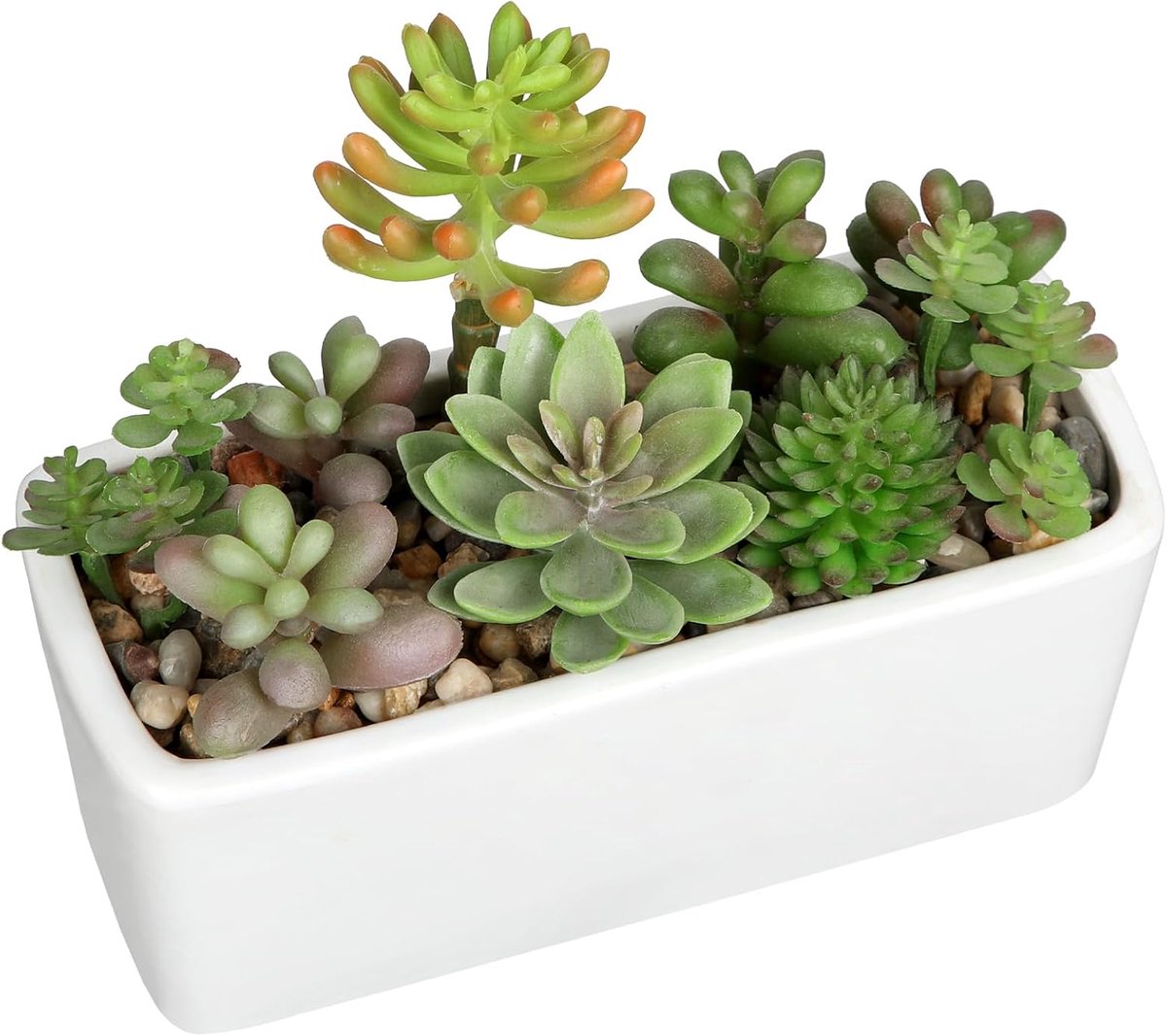 Kunstmatige vetplanten faux vetplanten in witte keramische pot nepplanten kunstmatige vetplanten potmix kunstmatige planten in rechthoekige pot voor kantoor thuis badkamer plank decor