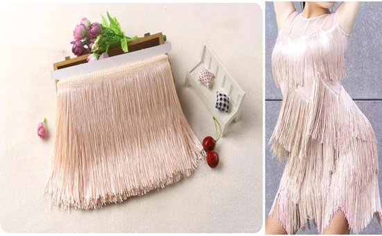 15 cm x 5 m Fransenborte Fransenborduursel Fransenband Dekoband Dansfranjen Snijfranje Zijde Kwast Franje-boorden Banden om te naaien, DIY Knutselen, Kleding Ondergoed Kostuums Gordijnen Decoratie — afbeelding 2
